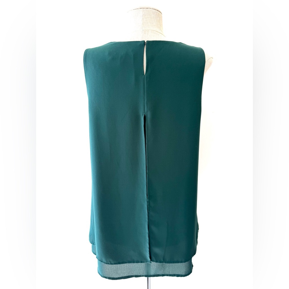 41 Hawthorn Green V-Neck Sheer Lightweight Sleeveless Blouse Feminine - Picture 7 of 11